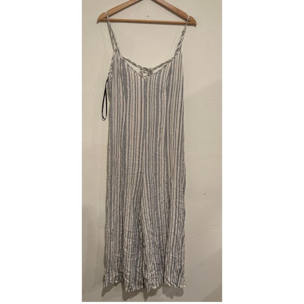Nwt Forever21 Wide Leg Jumpsuit Sleeveless Cream and Blue Size Large